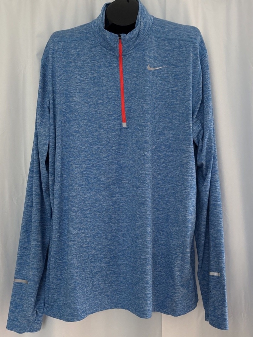Men's NIKE Running Plus Size 2XL XXL Blue Orange Zip Long Sleeve Top Pullover